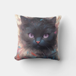 Mystical Watercolor Black Cat | Niedliche Katze Kissen