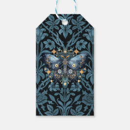 Mystical Watercolor Blue and Gold Night Moth Geschenkanhänger