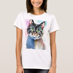 Mystical Watercolor Cat T - Shirt für Frauen - Tra