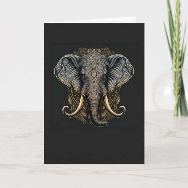 Mystical Watercolor Elephant Note Card Dankeskarte (Vorderseite)