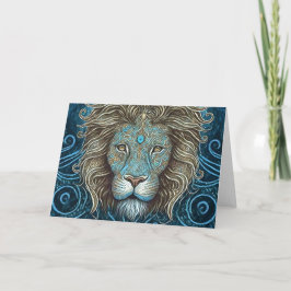 Mystical Watercolor Lion Danke Karte
