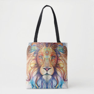 Mystical Watercolor Lion Tote Bag