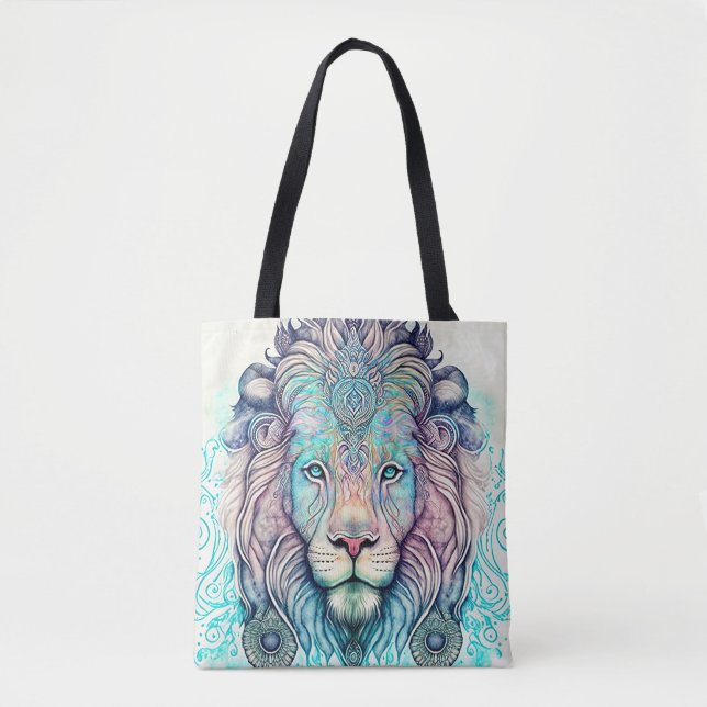 Mystical Watercolor Lion Tote Bag (Vorderseite)