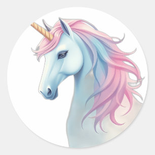 Mystical Watercolor Unicorn Runder Aufkleber