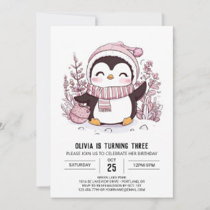 Mystical Whimsical Pinguin Digital zum Geburtstag Einladung