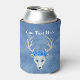 Mystical White Deer Head Blue Eyes Rose Antler Dosenkühler