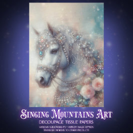 Mystical White Horse Floral Craft Decoupage Seidenpapier