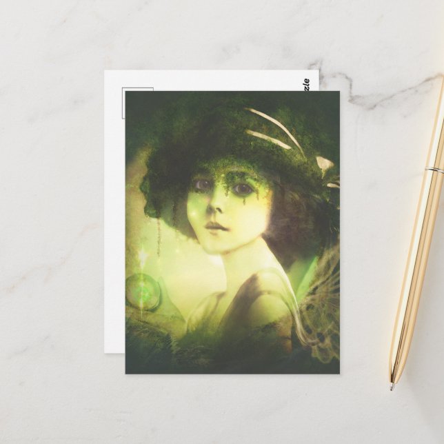 Mystical Willow Tree Fairy Fantasy Art Postkarte (Vorderseite/Rückseite Beispiel)