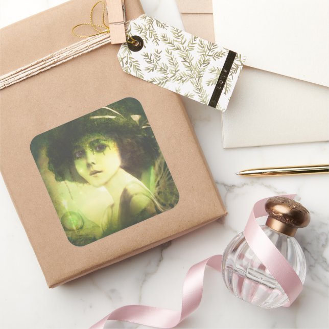 Mystical Willow Tree Fairy Fantasy Art Quadratischer Aufkleber (Schenken)