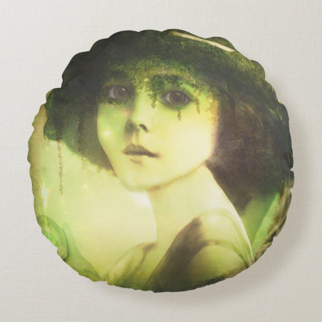 Mystical Willow Tree Fairy Fantasy Art Rundes Kissen (Vorderseite)