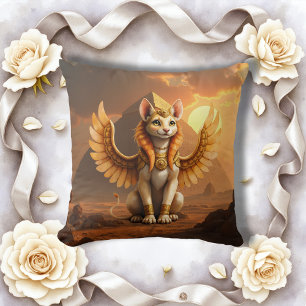 Mystical Winged Cat Sphinx - Ägyptische Fantasieku Kissen