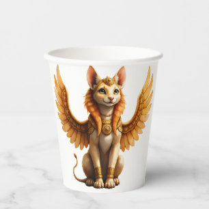 Mystical Winged Cat Sphinx - Ägyptische Fantasieku Pappbecher