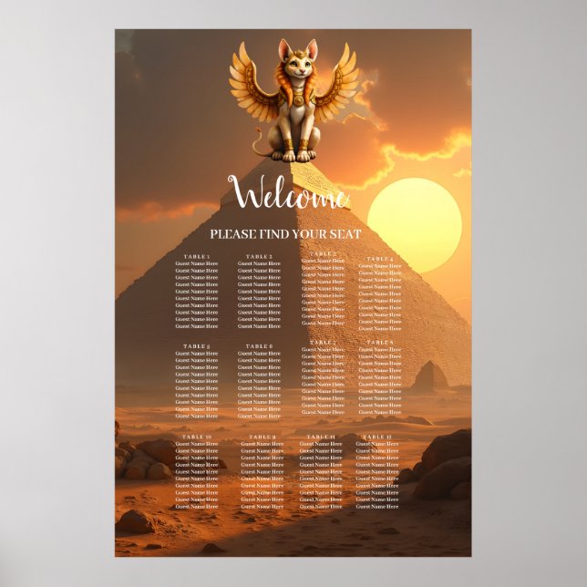 Mystical Winged Cat Sphinx - Ägyptische Fantasieku Poster (Vorne)