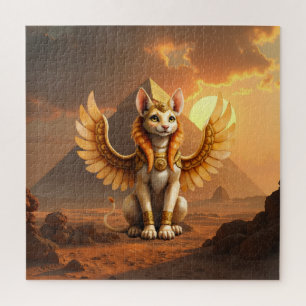 Mystical Winged Cat Sphinx - Ägyptische Fantasieku Puzzle