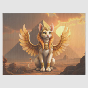 Mystical Winged Cat Sphinx - Ägyptische Fantasieku Seidenpapier
