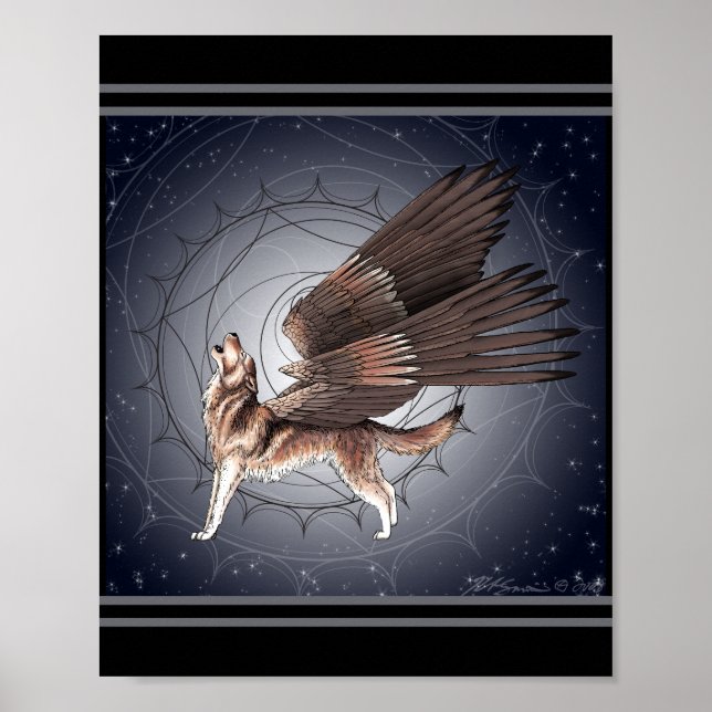 Mystical Winged Wolf Poster (Vorne)