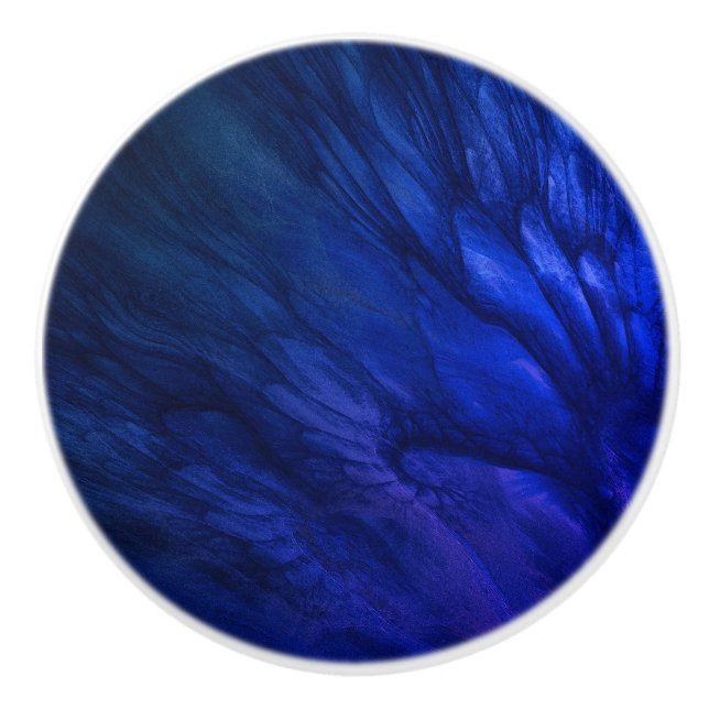 Mystical Wings with Deep Blue Feathers Keramikknauf (Vorderseite)