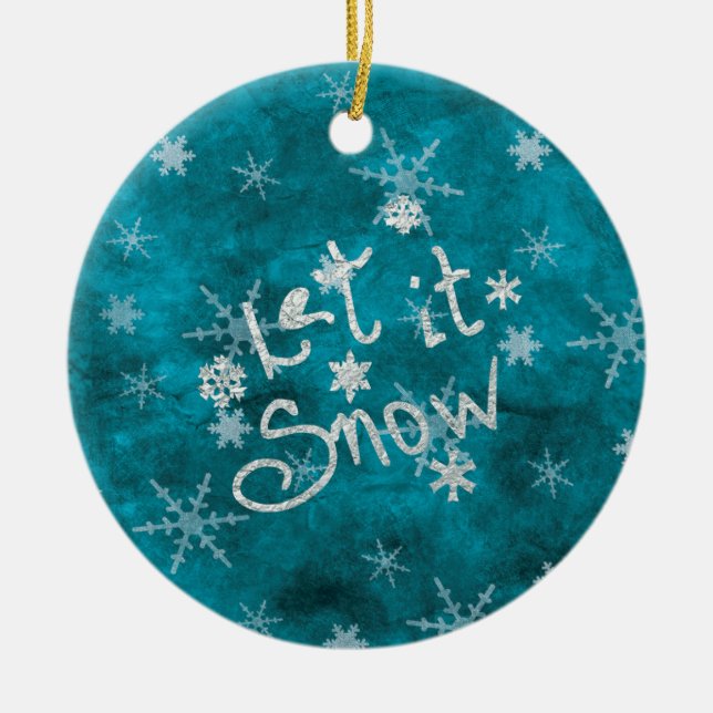 Mystical Winter Blue Silver Snowfloakes lassen es  Keramik Ornament (Vorne)