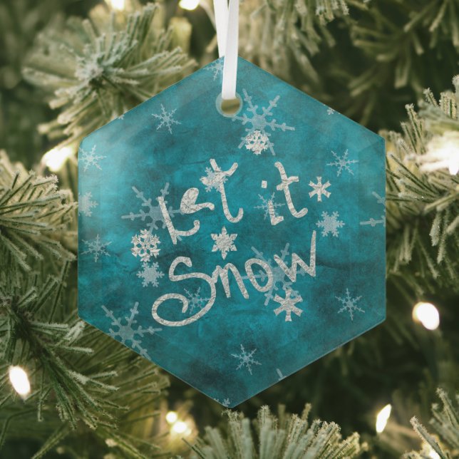 Mystical Winter Blue Silver Snowfloakes lassen es  Ornament Aus Glas (Insitu)