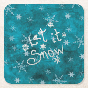 Mystical Winter Blue Silver Snowfloakes lassen es  Rechteckiger Pappuntersetzer