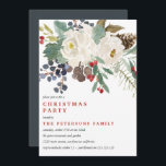 Mystical Winter | CHRISTMAS PARTY Einladung<br><div class="desc">Unsere wunderschönen, blumengeschmückten CHRISTMAS-Party Einladungen bestechen durch die eleganten Blume in Aquarelltönen und den Kiefernkegel in schick blauen und grauen Farbtönen. Das Design zeichnet sich durch ein Spray blühender Blume in der oberen rechten Ecke aus, umgeben von Blätter und Knospen in weichen Grüntönen, Grau und Blues. Fügen Sie Ihre Daten...</div>