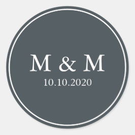 Mystical Winter | Hochzeitsklassische Monogramm Runder Aufkleber