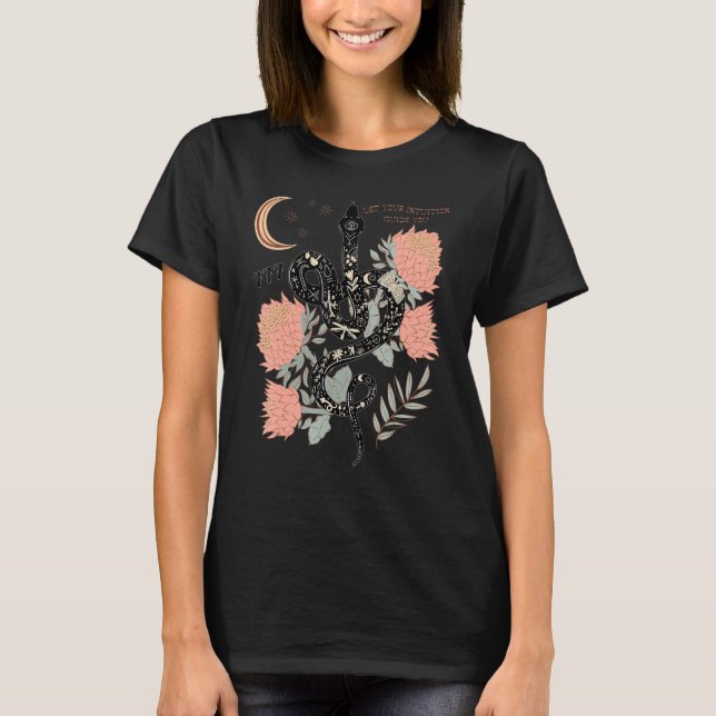 Mystical Witchy 777 Angel Number Snake Flower Aest T-Shirt (Vorderseite)