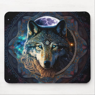 Mystical Wolf Moon Mandala Mousepad