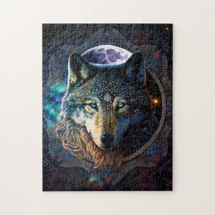 Mystical Wolf Moon Mandala Puzzle