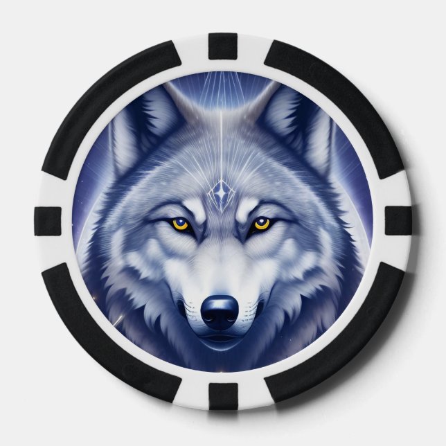 Mystical Wolf Portrait Art Pokerchips (Vorderseite)