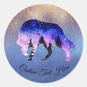Mystical Wolf Spirit Animal Personalisiert Runder Aufkleber