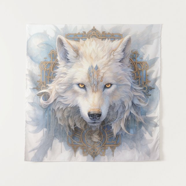 Mystical Wolf Tapestry Wandteppich (Vorderseite)