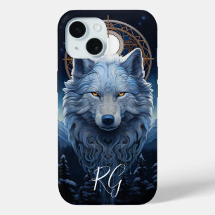 Mystical Wolf Visionary Fantasy Art Monogram Case-Mate iPhone Hülle