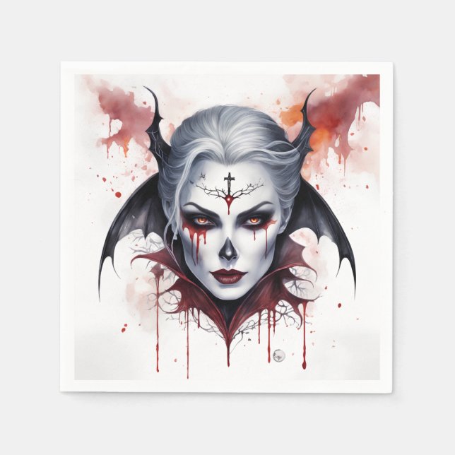 Mystical Woman Vampire Watercolor - Bezaubernde Ku Serviette (Vorderseite)