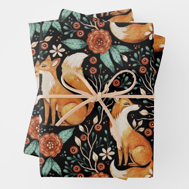 Mystical Woodland Fox with Moons and Moths Geschenkpapier Set (Beispiel)