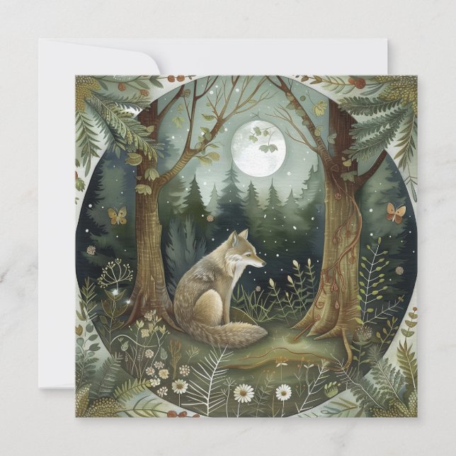 Mystical Woodland Wolf Dankeskarte (Vorderseite)