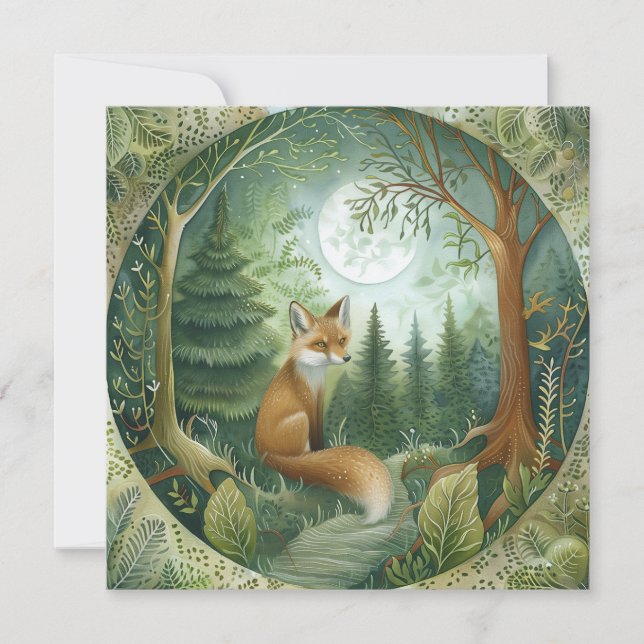 Mystical Woodland Wolf Einladung (Vorderseite)