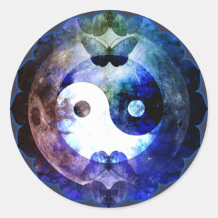 Mystical Yin Yang Runder Aufkleber
