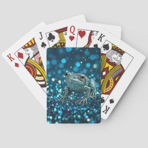 Mystik des blauen Dimentee-Frosches auf blauem Bok Spielkarten