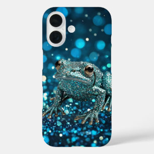 Mystik des Blue Dimentee Frog On Blue Bokeh iPhone 16 Hülle