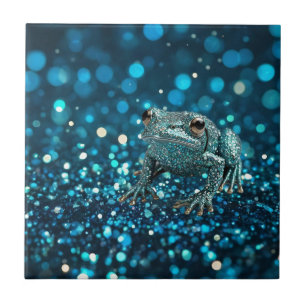 Mystik des Blue Dimentee Frog On Blue Bokeh Fliese