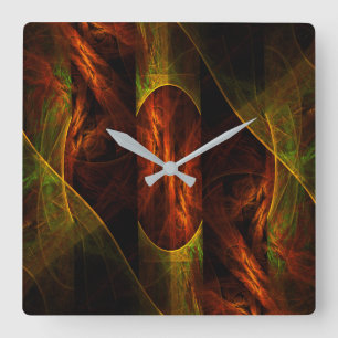 Mystik Jungle Abstract Art Square Quadratische Wanduhr