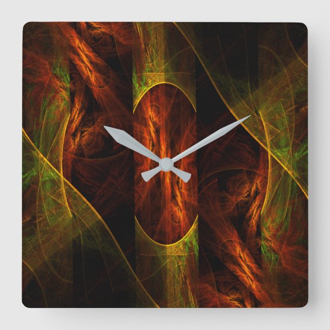 Mystik Jungle Abstract Art Square Quadratische Wanduhr (Vorderseite)