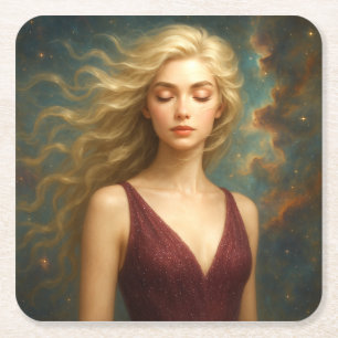 Mystik Woman – Glasuntersetzer Rechteckiger Pappuntersetzer