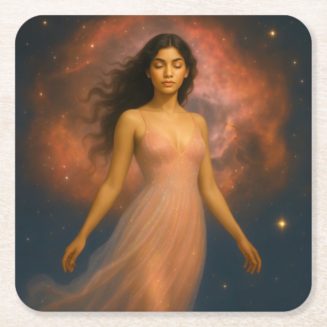 Mystik Woman – Glasuntersetzer Rechteckiger Pappuntersetzer (Vorderseite)