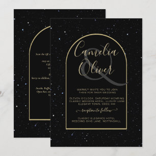 Mystique BLACK GOLD Starry Night Wedding Einladung