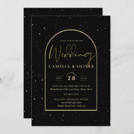 Mystique BLACK GOLD Starry Night Wedding Einladung
