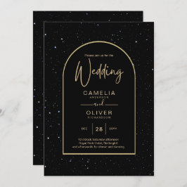Mystique BLACK GOLD Starry Night Wedding Einladung