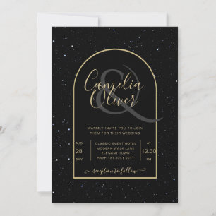 Mystique BLACK GOLD Starry Night Wedding Einladung