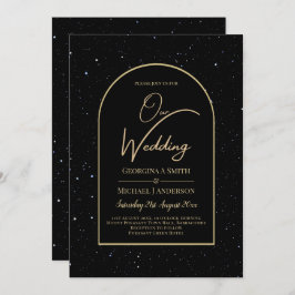 Mystique BLACK GOLD Starry Night Wedding Einladung